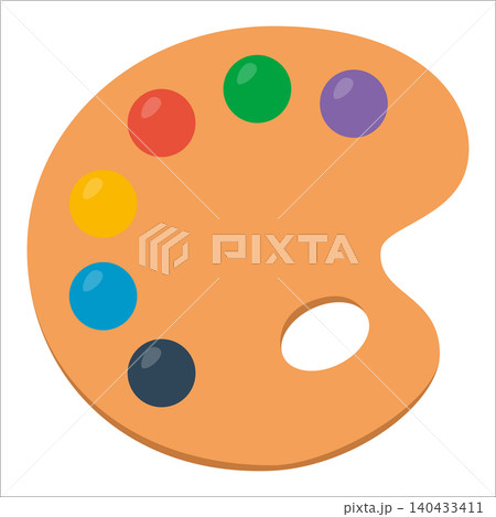 Colorful Paint Palette Shows Various Paint Colors Ready for Use in Art Projects 140433411