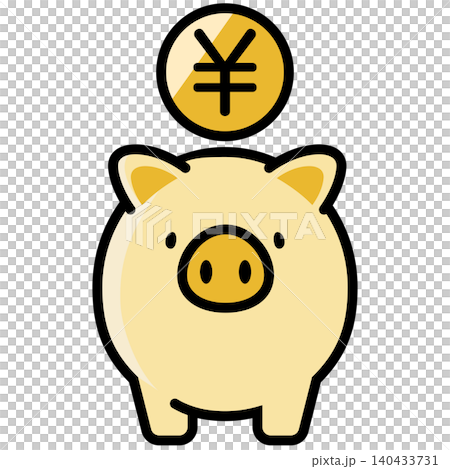 Cute piggy bank and yen coin Cute piggy bank and yen coin 140433731