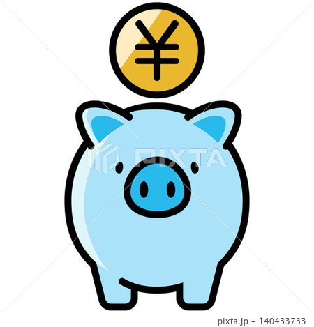 かわいい豚の貯金箱と円のコイン かわいい豚の貯金箱と円のコイン 140433733