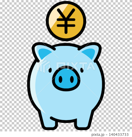 かわいい豚の貯金箱と円のコイン かわいい豚の貯金箱と円のコイン 140433733