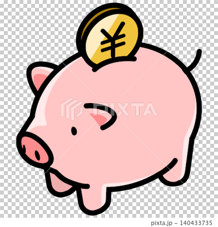 Cute piggy bank and yen coin 140433735