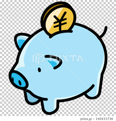 Cute piggy bank and yen coin Cute piggy bank and yen coin 140433736