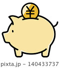 かわいい豚の貯金箱と円のコイン かわいい豚の貯金箱と円のコイン 140433737