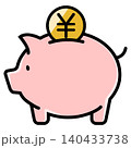 かわいい豚の貯金箱と円のコイン かわいい豚の貯金箱と円のコイン 140433738