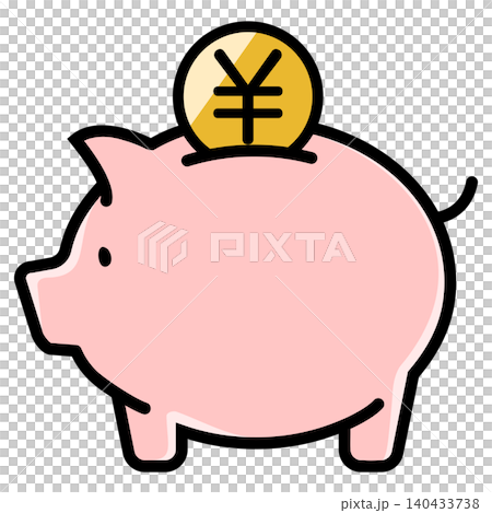 Cute piggy bank and yen coin Cute piggy bank and yen coin 140433738
