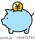 かわいい豚の貯金箱と円のコイン かわいい豚の貯金箱と円のコイン 140433739
