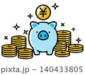 かわいい豚の貯金箱と円のコイン かわいい豚の貯金箱と円のコイン 140433805