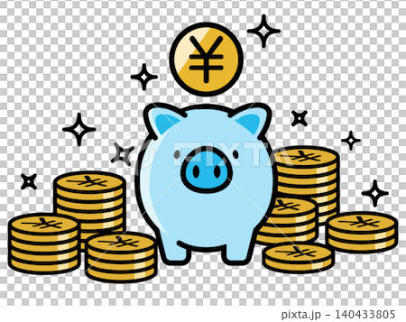 Cute piggy bank and yen coin 140433805