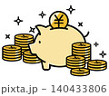 かわいい豚の貯金箱と円のコイン かわいい豚の貯金箱と円のコイン 140433806