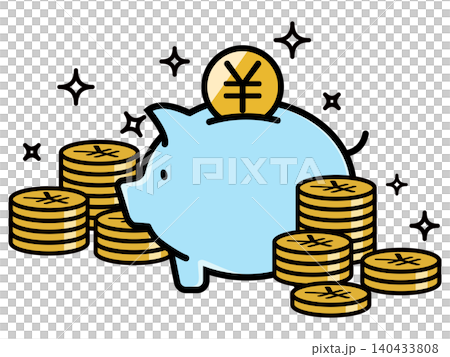 Cute piggy bank and yen coin Cute piggy bank and yen coin 140433808