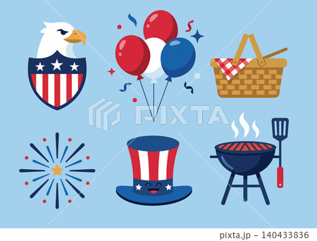 Celebrate a Festive Occasion With Symbols of American Culture and Outdoor Activities 140433836