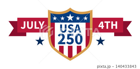 Celebration of USA 250 Years on July 4th With a Colorful Badge Design 140433843