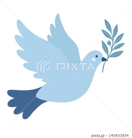 Bird Carries a Branch in Its Beak While Flying in a Clear Sky Bird Carries a Branch in Its Beak While Flying in a Clear Sky 140433854