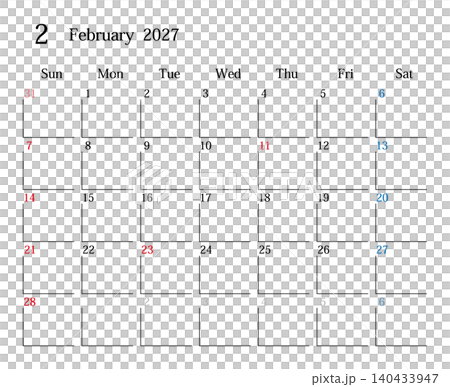 February 2027, Japanese calendar February 2027, Japanese calendar 140433947