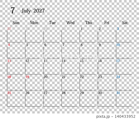 July 2027, Japanese calendar 140433952