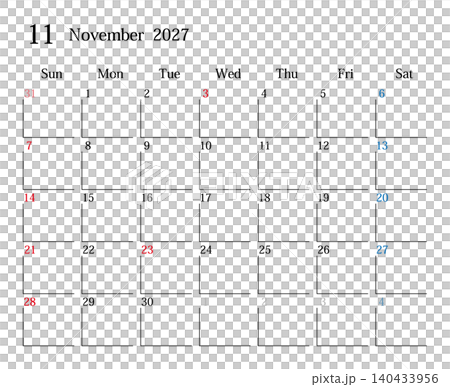 日本曆2027年11月 日本曆2027年11月 140433956