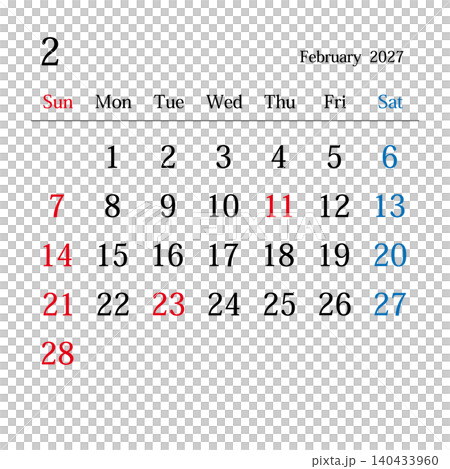 February 2027, Japanese calendar February 2027, Japanese calendar 140433960
