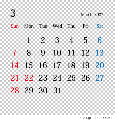March 2027, Japanese calendar March 2027, Japanese calendar 140433961