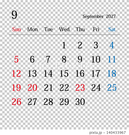 September 2027, Japanese calendar September 2027, Japanese calendar 140433967