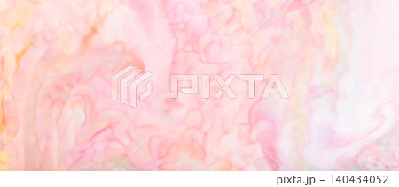 Abstract liquid surface with pastel pink peach and yellow spots and colorful streaks Abstract liquid surface with pastel pink peach and yellow spots and colorful streaks 140434052