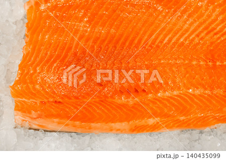 Salmon fillet raw fresh fish seafood texture pattern sea orange food background 140435099