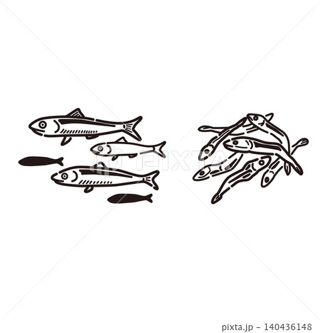 煮干しのイラスト（線画） 140436148
