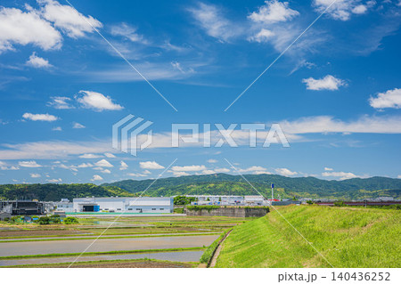 木津川沿いの田園風景　京都府八幡市　 140436252