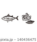 かつおぶしのイラスト（線画） 140436475