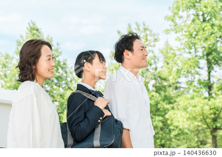 青空を見上げる家族,ファミリー,子育て世代(学資保険,生命保険,教育費) 青空を見上げる家族,ファミリー,子育て世代(学資保険,生命保険,教育費) 140436630
