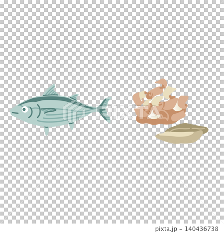 Illustration of dried bonito flakes (in color) Illustration of dried bonito flakes (in color) 140436738