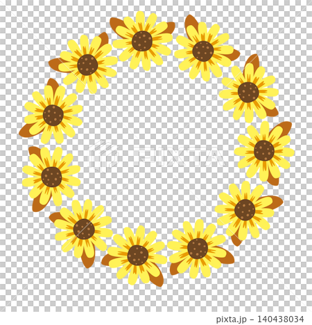 Sunflower Wreath Frame with Yellow Flowers Sunflower Wreath Frame with Yellow Flowers 140438034