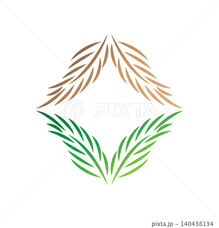 Palm leaf design with a simple, minimalist and elegant design concept, premium line symbol template design for brand 140438134