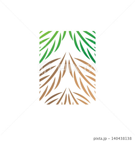 Palm leaf design with a simple, minimalist and elegant design concept, premium line symbol template design for brand 140438138