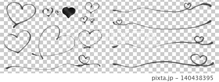 A set of hearts drawn with softly colored markers, monochrome. A set of hearts drawn with softly colored markers, monochrome. 140438395