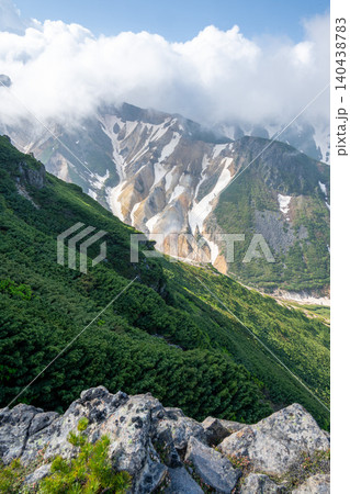 上富良野町 三段山から撮影した噴煙を吐く十勝岳連峰 上富良野町 三段山から撮影した噴煙を吐く十勝岳連峰 140438783