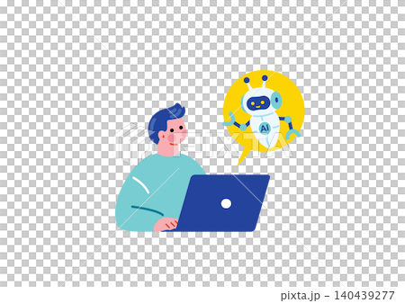 AIチャットに質問する男性のイラスト 140439277