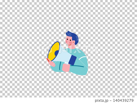 メガホンをを持つ男性のイラスト 140439279