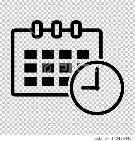 予定日時を表すカレンダーと時計のアイコン 140439442