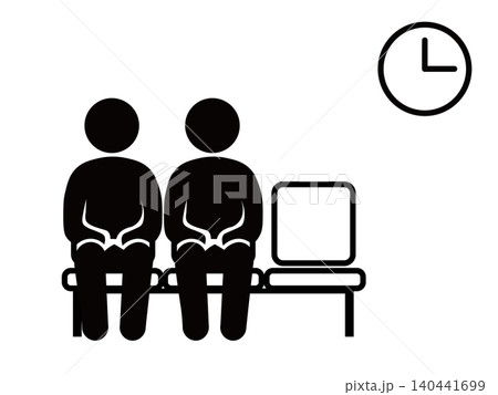 病院の待合室で待つ二人の患者のイラスト 140441699