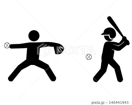 野球選手と野球用品のピクトグラムセット 野球選手と野球用品のピクトグラムセット 140441943
