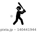 野球で打つバッターのピクトグラム 140441944