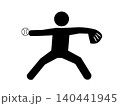野球で投球するピッチャーのピクトグラム 140441945