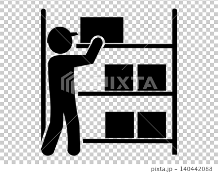宅配荷物を整理する作業員のピクトグラム 140442088