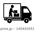 宅配トラックを運転する配達員のピクトグラム 140442091