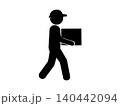 宅配荷物を手で運ぶ配達員のピクトグラム 140442094