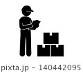 宅配荷物を確認する作業員のピクトグラム 140442095