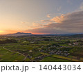 都城市空撮　夕焼けと霧島連山 140443034