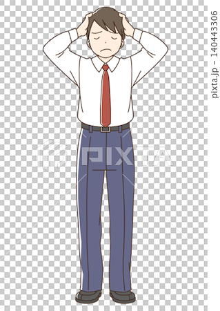 Full-body illustration of a male student (thinking) Full-body illustration of a male student (thinking) 140443306