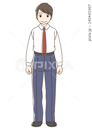 男子学生イラスト 全身（笑顔） 140443307