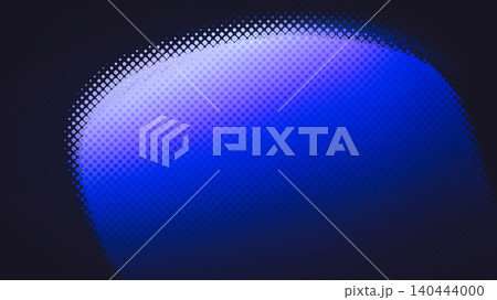 Abstract glowing blue halftone pattern background. Digital dot matrix texture and pixelated gradient on dark backdrop. Abstract glowing blue halftone pattern background. Digital dot matrix texture and pixelated gradient on dark backdrop. 140444000